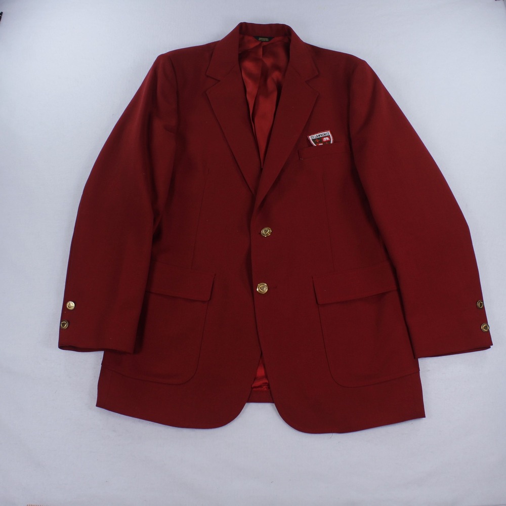 Vtg St. Lawrence University Blazer Jacket Men's 42L Maroon Gold Crest Buttons